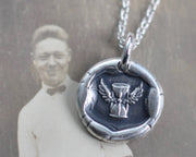 winged hourglass wax seal pendant