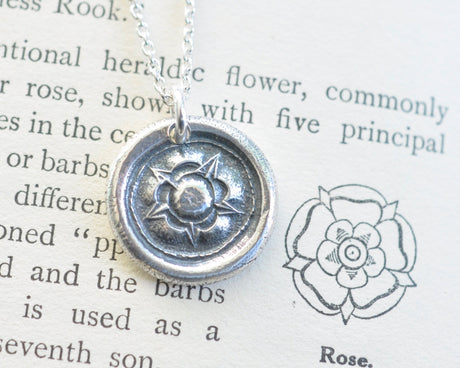 tudor rose wax seal necklace