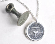 anchor and heart wax seal necklace pendant - hope in thee
