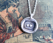 two hearts wax seal necklace - inseparable hearts - wax seal jewelry