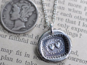 two hearts wax seal necklace - inseparable hearts - wax seal jewelry
