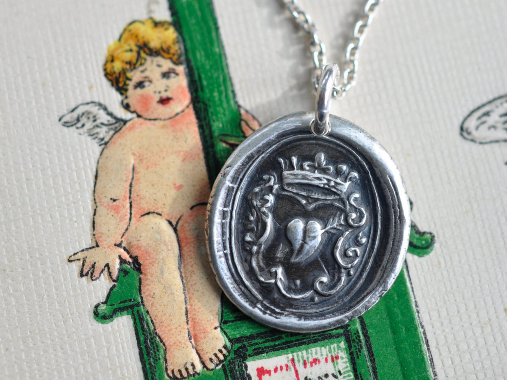 heart wax seal necklace