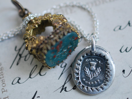 scottish thistle wax seal necklace