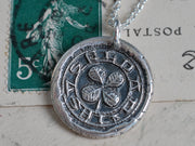 four leaf clover wax seal pendant