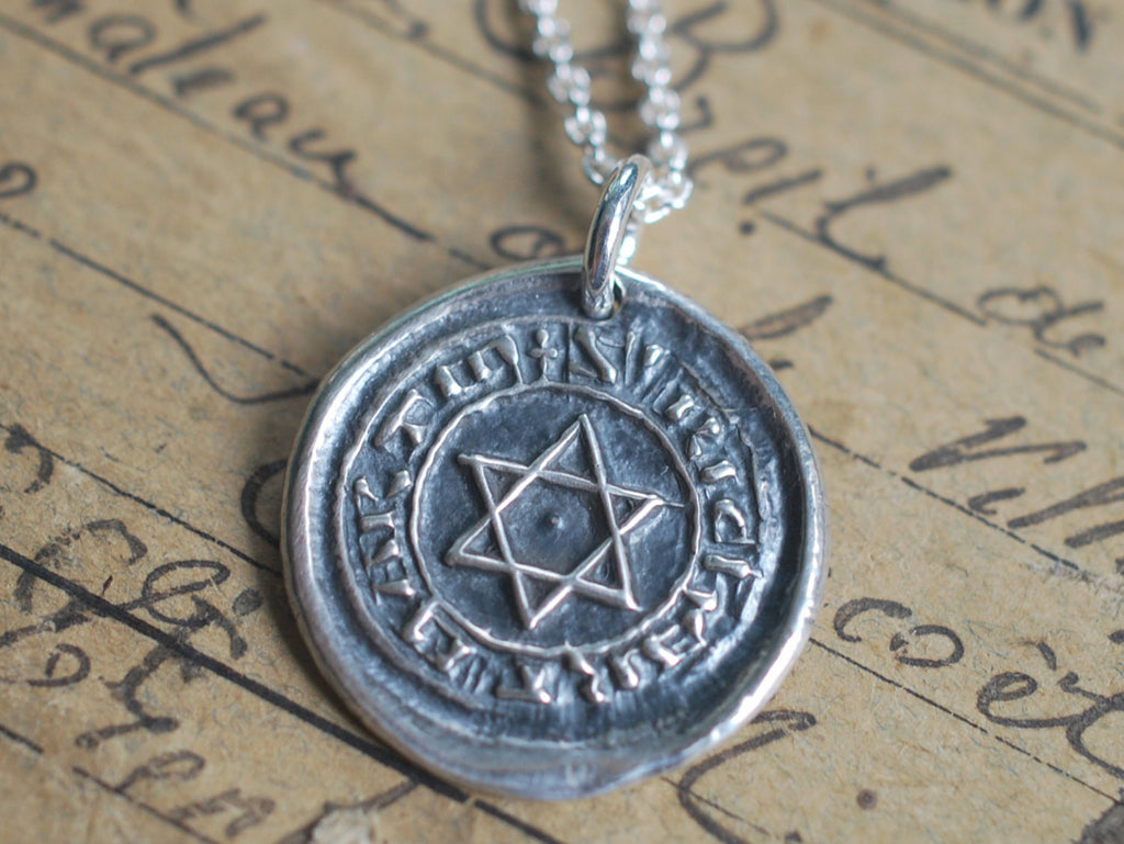 star of david wax seal necklace