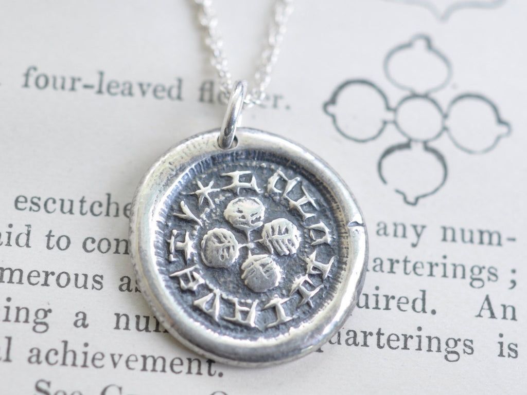 four leaf clover wax seal necklace