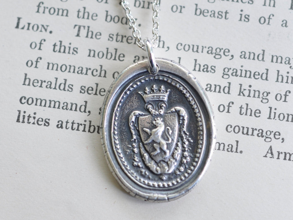 lion crest wax seal necklace