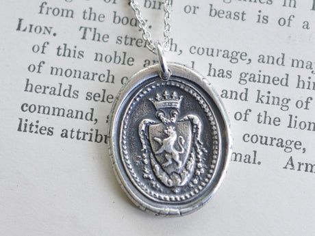 lion crest wax seal necklace