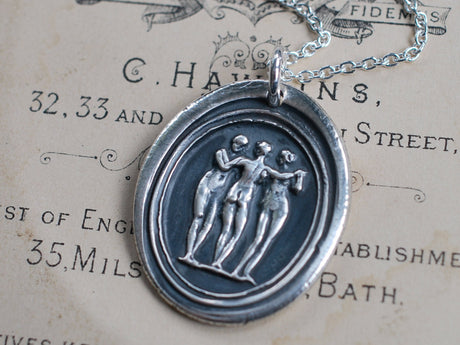 three graces wax seal necklace