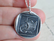 anchor and sail wax seal necklace - NIL DESPERANDUX - let us not despair