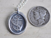 anchor wax seal necklace - fouled anchor - HOPE - wax seal jewelry