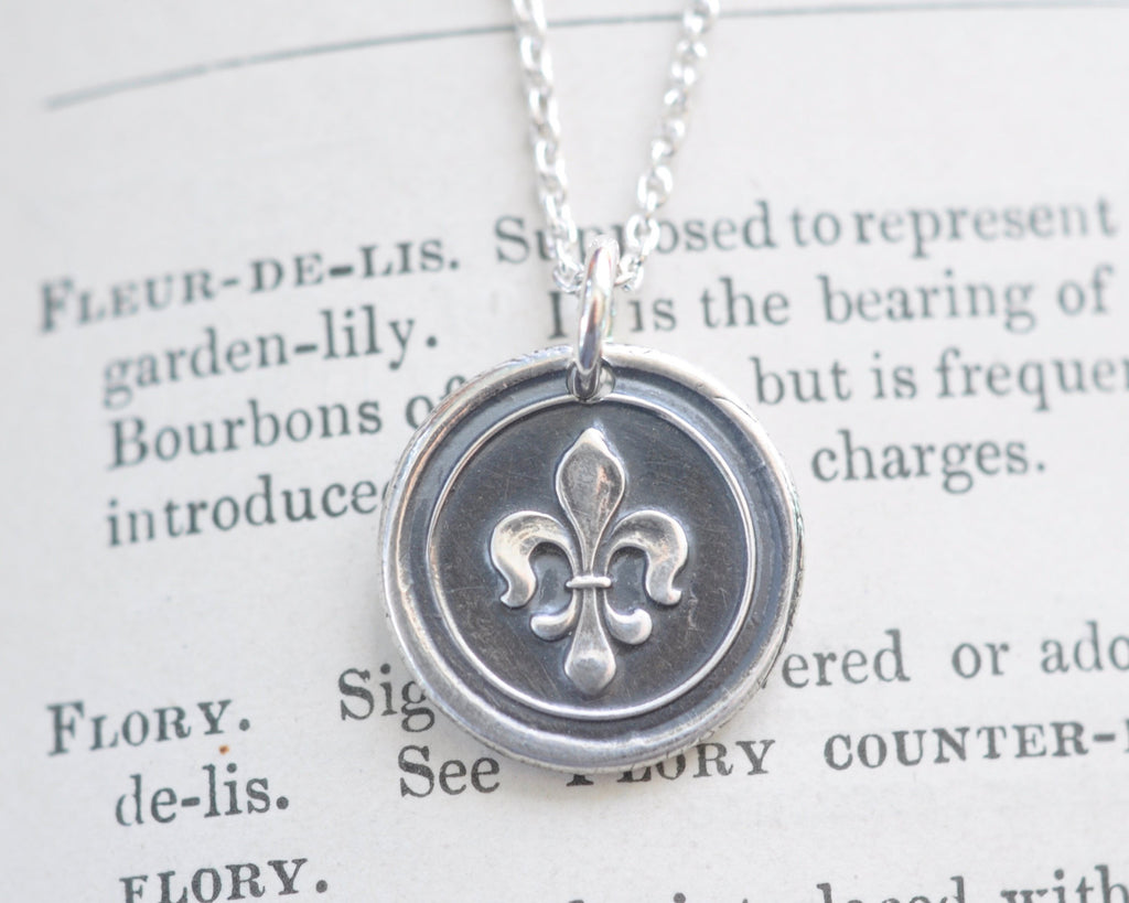 fleur de lis wax seal necklace