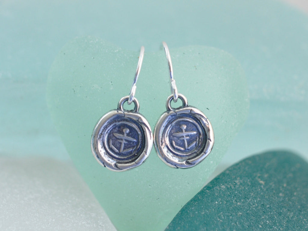 anchor wax seal earrings