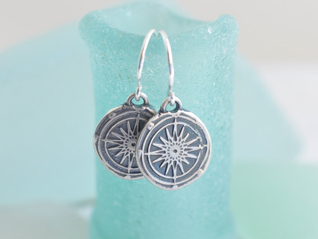 compass wax seal earrings