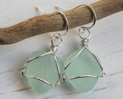 pale green sea glass earrings