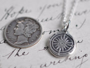 small compass wax seal necklace - wax seal jewelry