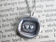 two hearts wax seal necklace - inseparable hearts - wax seal jewelry