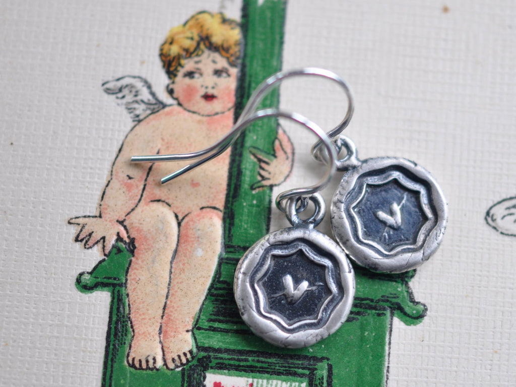 heart wax seal earrings