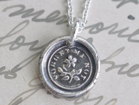 forget me not wax seal necklace