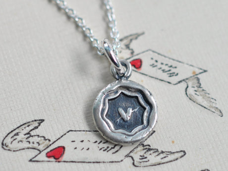heart wax seal necklace