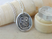 scottish thistle and english rose wax seal necklace