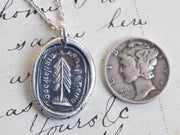 tree wax seal necklace - I change only in death - evergreen tree