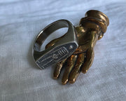 skeleton signet ring - memento mori jewelry