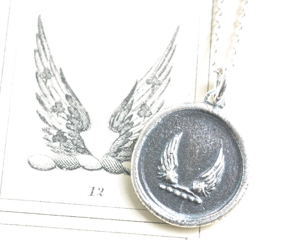 wings wax seal necklace