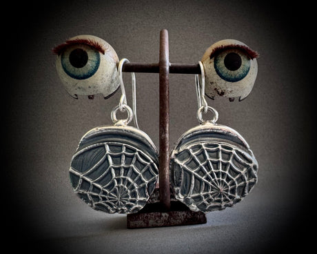 spider web dangle earrings - interesting wax seal jewelry