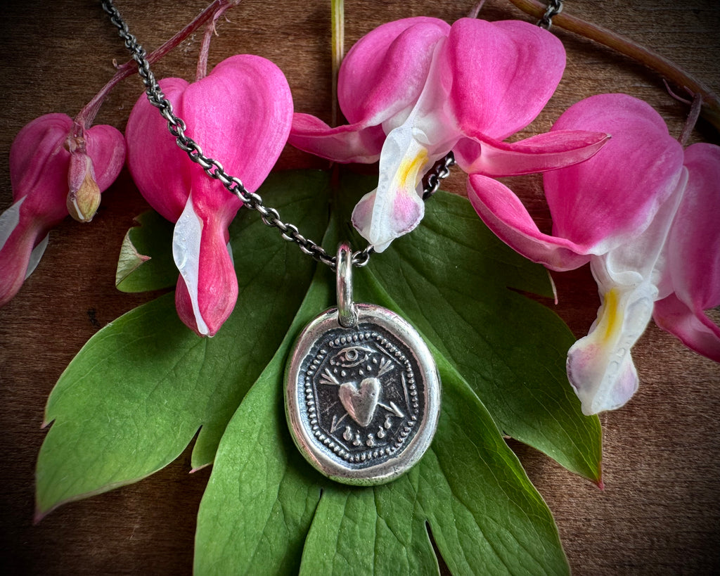bleeding heart wax seal necklace - wax seal jewelry