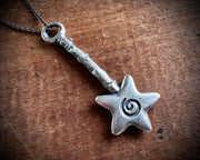 magical star wishing wand pendant WISH in sterling silver