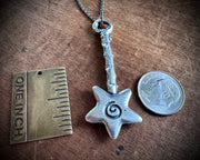 magical star wishing wand pendant WISH in sterling silver
