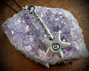 magical star wishing wand pendant WISH in sterling silver