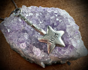 magical star wishing wand pendant WISH in sterling silver