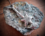 magical star wishing wand pendant WISH in sterling silver