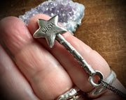magical star wishing wand pendant WISH in sterling silver