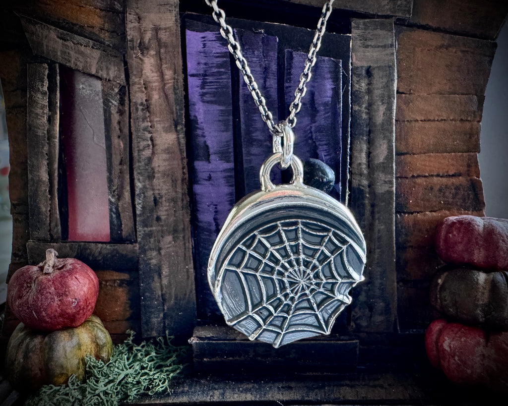spider web wax seal necklace - interesting wax seal jewelry