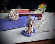 Winifred the ghost necklace pendant - impressionable peace sign ghost wax seal jewelry