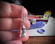 Winifred the ghost necklace pendant - impressionable peace sign ghost wax seal jewelry