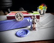 Winifred the ghost necklace pendant - impressionable peace sign ghost wax seal jewelry