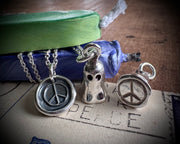 Winifred the ghost necklace pendant - impressionable peace sign ghost wax seal jewelry