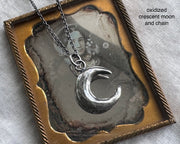oxidized crescent moon pendant