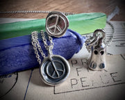 Winifred the ghost necklace pendant - impressionable peace sign ghost wax seal jewelry