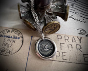 dove wax seal necklace - PEACE - wax seal jewelry