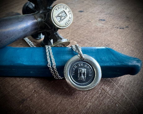 hourglass wax seal necklace - time is short - wax seal jewelry