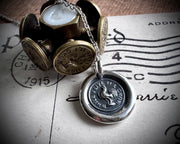 rooster wax seal necklace - while I live I'll crow