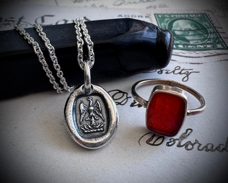 phoenix rising wax seal necklace - tiny wax seal jewelry