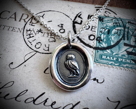owl wax seal necklace pendant - wax seal jewelry