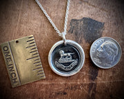 lion wax seal necklace - VIRTUS MILLE SCUTA - virtue - Howard family crest