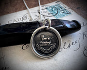 lion wax seal necklace - VIRTUS MILLE SCUTA - virtue - Howard family crest